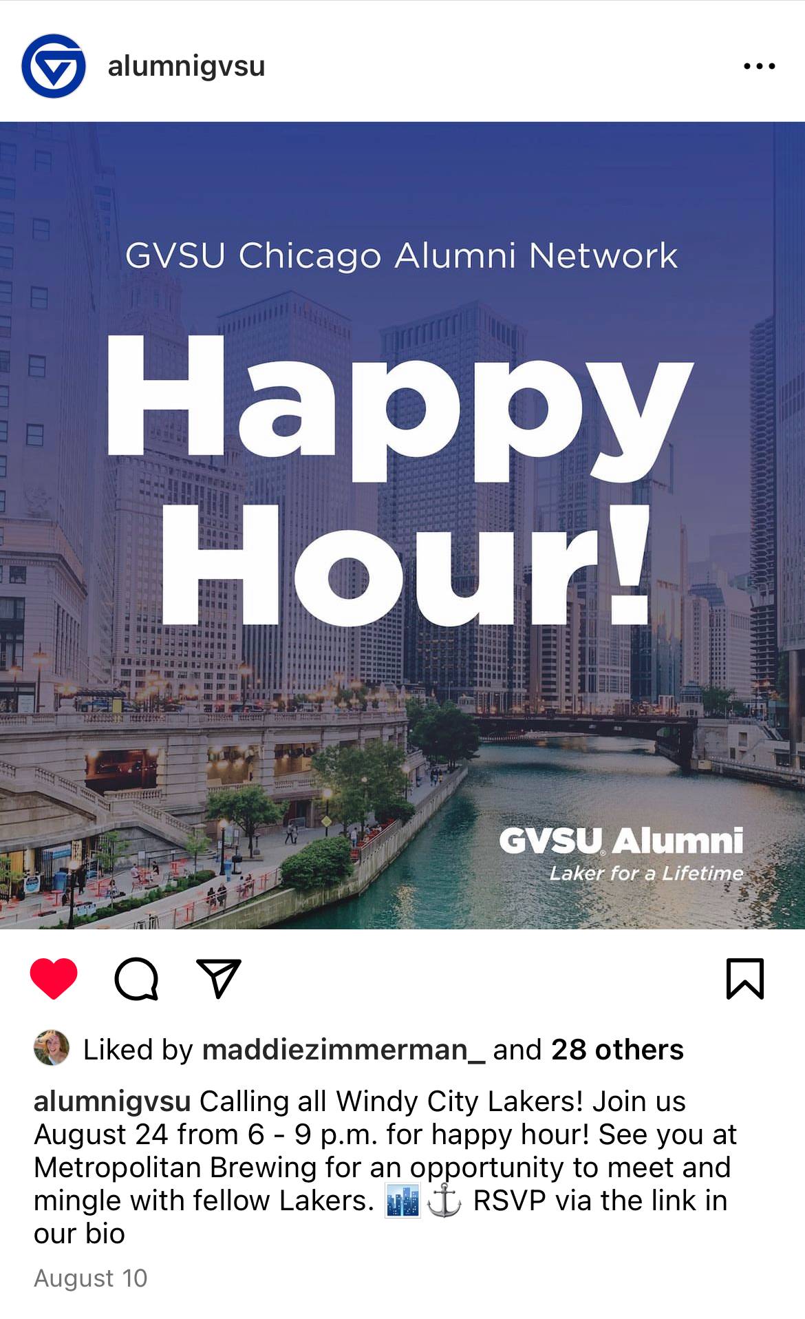 Chicago Happy Hour event on social media.